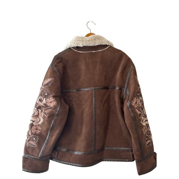 Free People NWT We The Free Andies Embroidered Vegan Leather Moto Jacket Size L - Picture 5 of 13